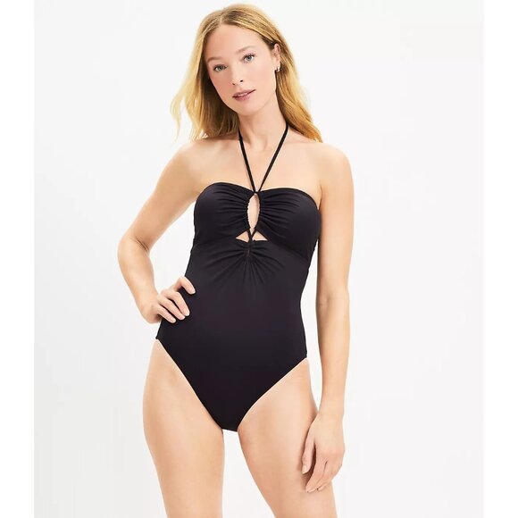 Ann Taylor Loft Beach Keyhole Bandeau One Piece Swimsuit XS - Picture 3 of 3